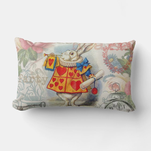 Cojín Lumbar Corazones de conejo blanco Alice Classic (Anverso)