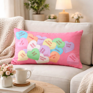 Cojín Lumbar Corazones de Conversación Acogedores Pastel Rosa C