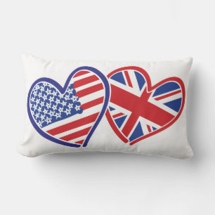 Cojín Lumbar Corazones de la bandera de Estados Unidos y el Rei
