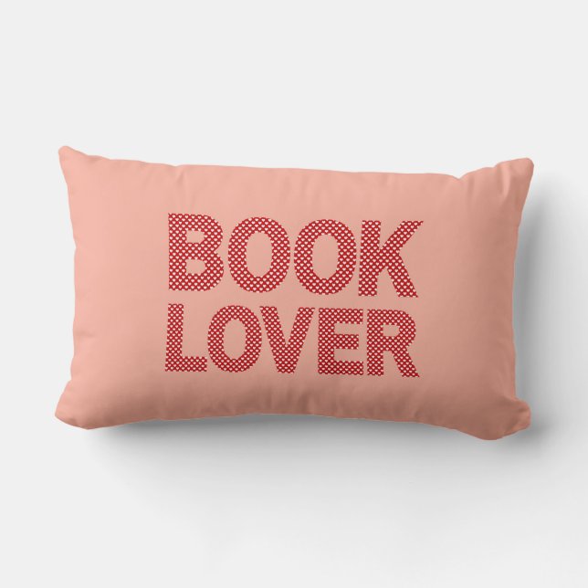 Cojín Lumbar Corazones de melocotón de amante de libros (Reverso )