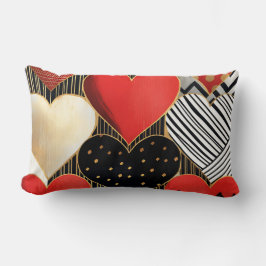 COJÍN LUMBAR CORAZONES DE SAN VALENTÍN MODERNOS NEGRO BLANCO RO