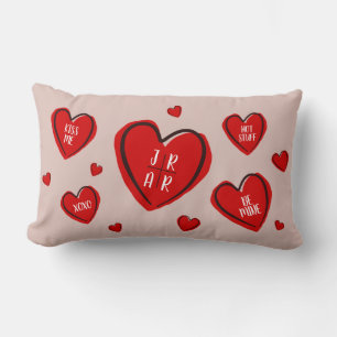 Cojín Lumbar Corazones del Día de San Valentín Pareja Rosa Pers