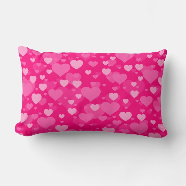 Cojín Lumbar Corazones en rosa femenino (Anverso)