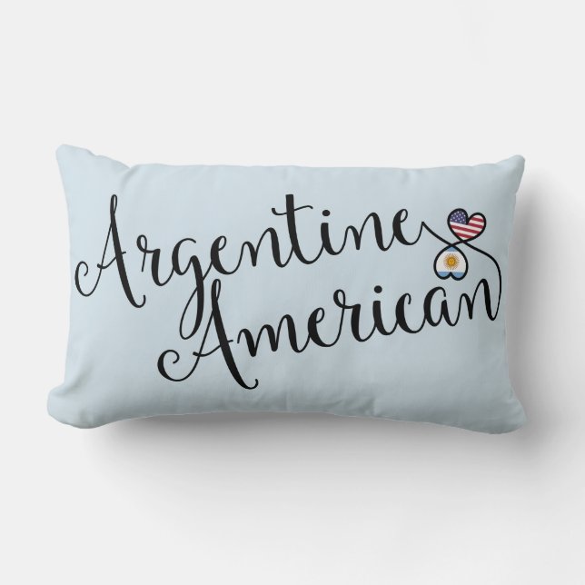 Cojín Lumbar Corazones entrelazados argentinos norteamericanos  (Anverso)