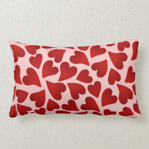 Cojín Lumbar Corazones rojos dulces en bonito rosado del día d