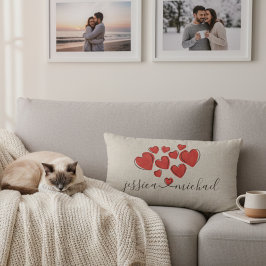 Cojín Lumbar Corazones románticos y nombres personalizados almo