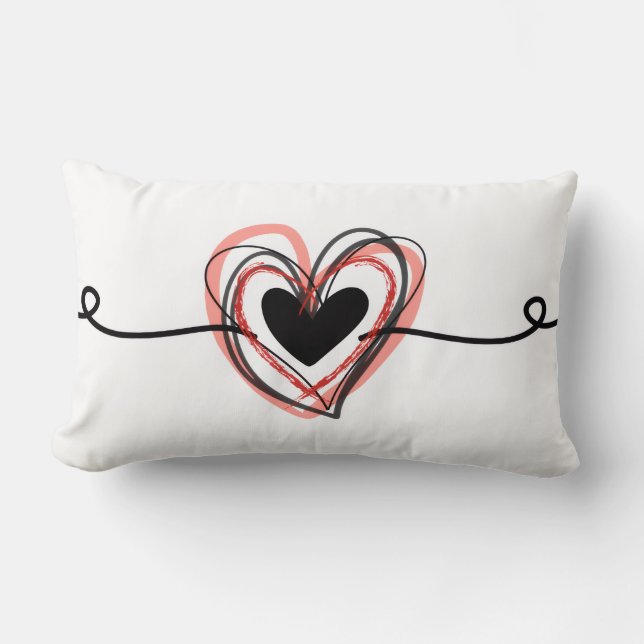 Cojín Lumbar Corazones y remolinos (Anverso)