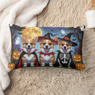 Cojín Lumbar Corgi Dogs Calabaza Halloween Funny