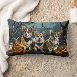 Cojín Lumbar Corgi Halloween Espeluznante
