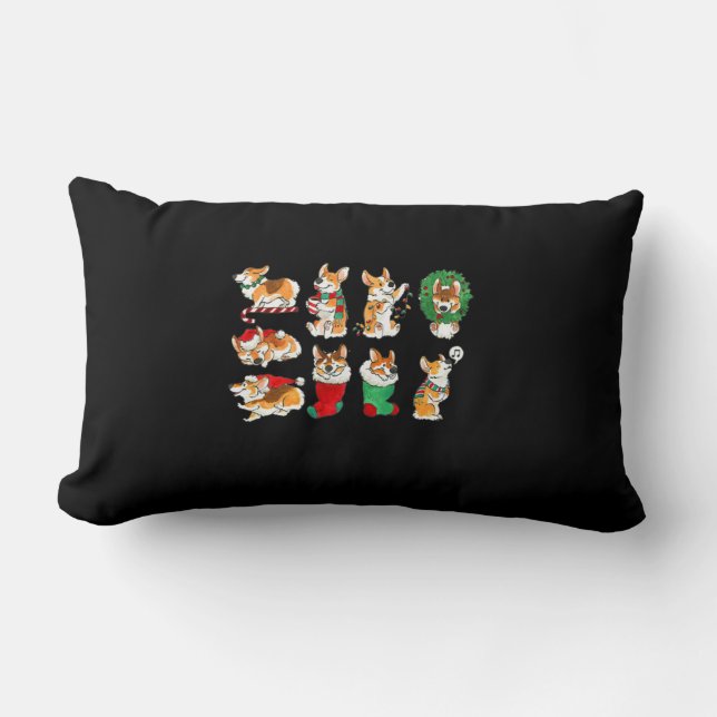 Cojín Lumbar Corgi Santa Navidades Xmas Navidades graciosos (Anverso)