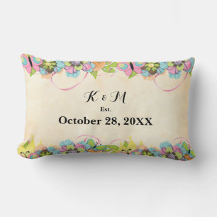 Cojín Lumbar Corona floral borgoña