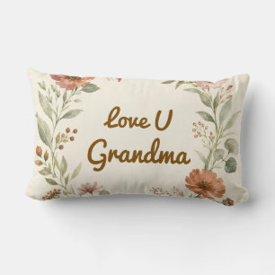 Cojín Lumbar Corona floral personalizada para abuela regalo