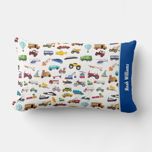 Cojín Lumbar Cosas De Niño Pequeño Que Mueven Carros De Vehícul (Anverso)