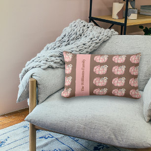 Cojín Lumbar Cosecha de calabaza rosa Regalos de Acción de Grac