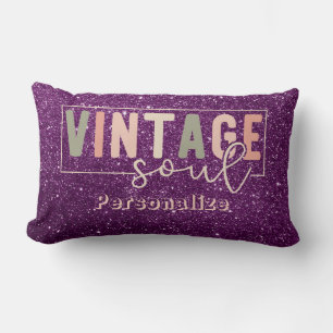Cojín Lumbar Cotización de Soul Vintage Retro Colores Purpurina