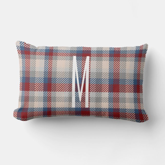 Cojín Lumbar Country Winter Berry Hues Plaid