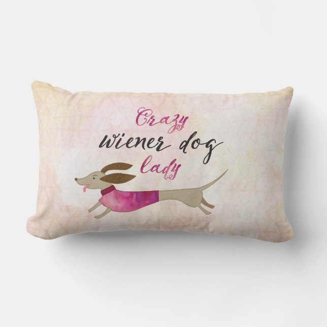 Cojín Lumbar Crazy Wiener Dog Lady (Anverso)