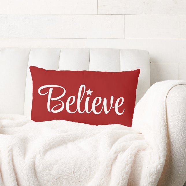 Cojín Lumbar Cree que los Navidades festejan Santa Blanca Roja (Subido por el creador)