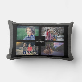 Cojín Lumbar Cree su propia arpillera del gris del collage de