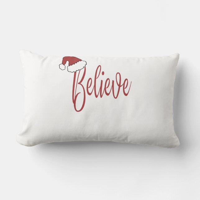 Cojín Lumbar Creer en Navidades con Sombrero rojo (Anverso)
