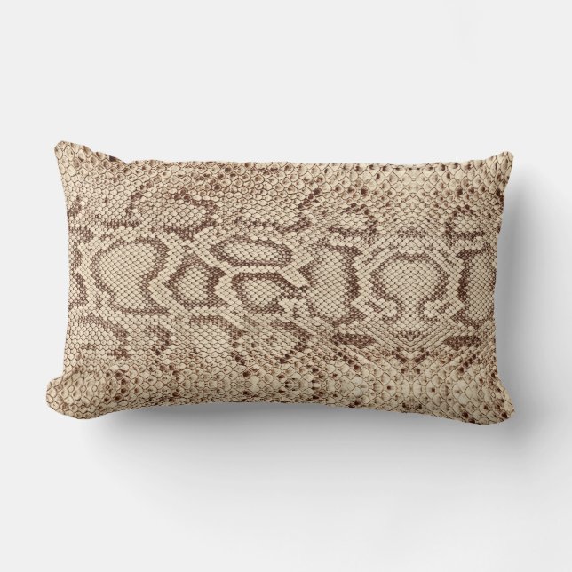 Cojín Lumbar Crema natural Beige Anaconda Piel de serpiente exó (Anverso)