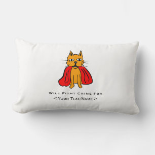 Cojín Lumbar Crimen de lucha de super gato por<Your Text/Name>