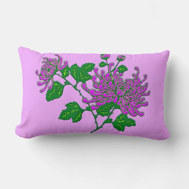 Cojín Lumbar Crisantemo de araña chino - lavanda (Anverso)