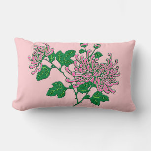 Cojín Lumbar crisantemos araña chinos - rosa suave