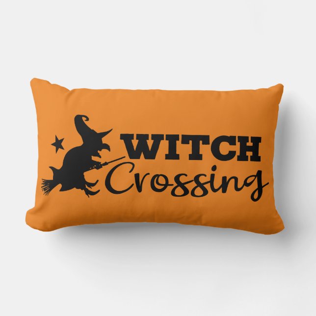 Cojín Lumbar Cruce de brujas reversible con bruja voladora (Anverso)