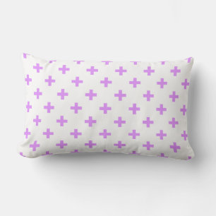 Cojín Lumbar Cruces de polka de Lilac sobre blanco