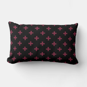 Cojín Lumbar Cruces de polka de moras sobre negro