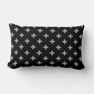 Cojín Lumbar Cruces de polka gris sobre negro