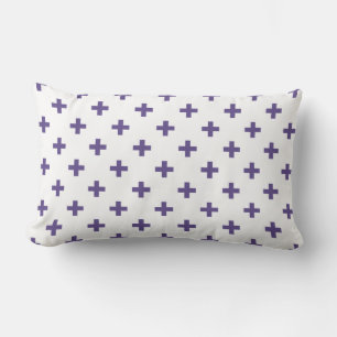 Cojín Lumbar Cruces de polka ultravioleta sobre blanco