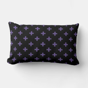 Cojín Lumbar Cruces de polka ultravioleta sobre negro