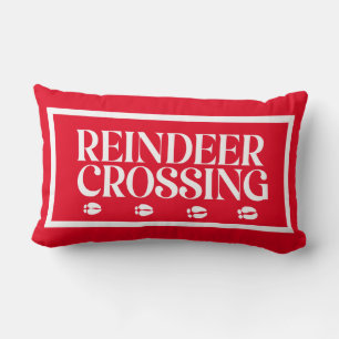 Cojín Lumbar Cruzando renos con Navidades de pistas