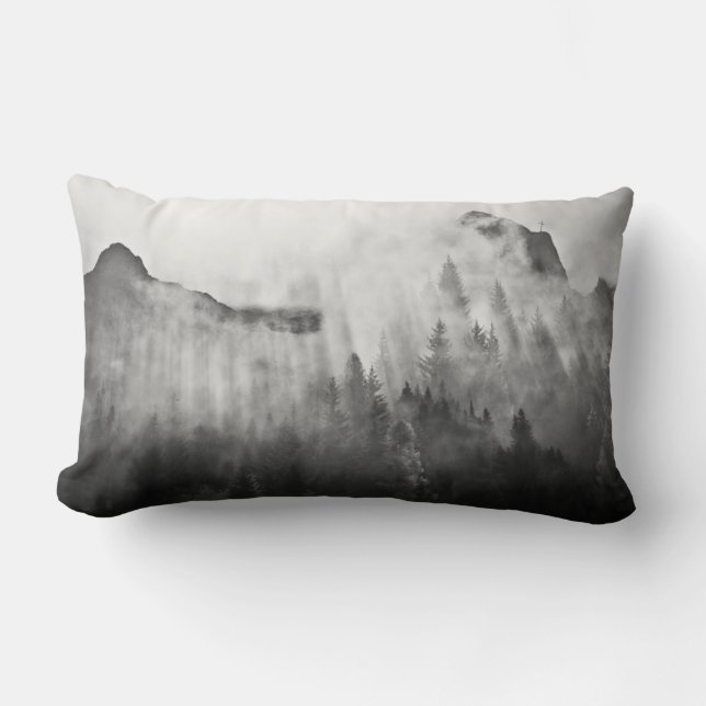 Cojín Lumbar Cruzar sobre las montañas de niebla (Anverso)