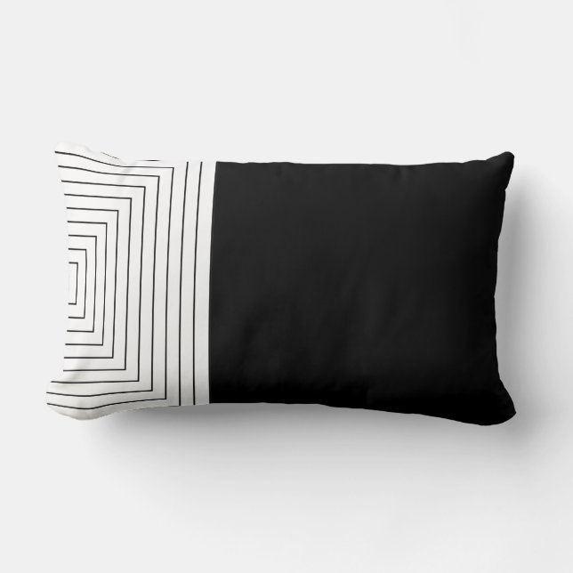 Cojín Lumbar Cuadrados anidados blancos negros (Anverso)