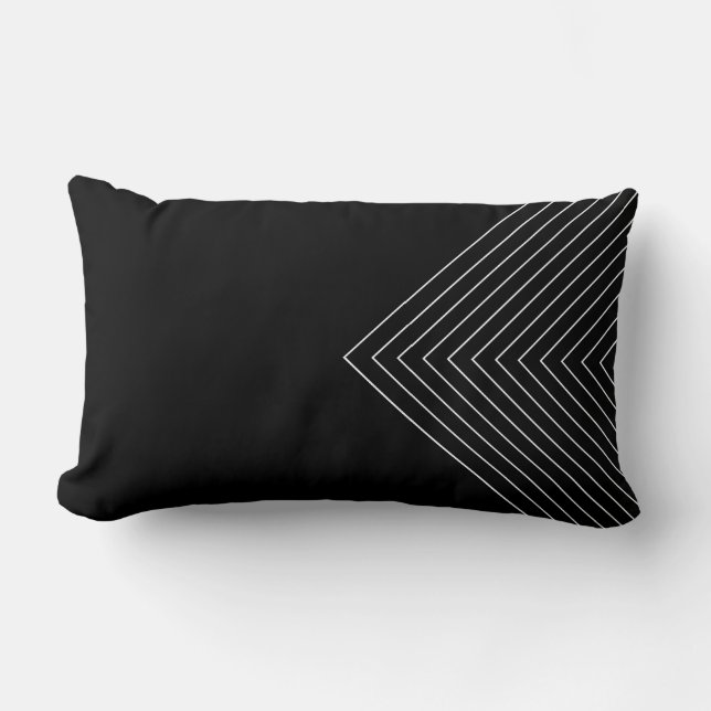 Cojín Lumbar Cuadrados anidados en blanco y negro (Anverso)