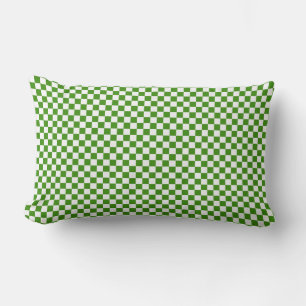 Cojín Lumbar Cuadrados de damero verdes y blancos