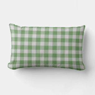 Cojín Lumbar Cuadros de Gingham a cuadros verde bosque