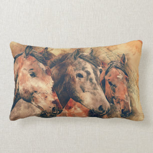 Cojín Lumbar Cuadros de pintura artística de caballos decorativ