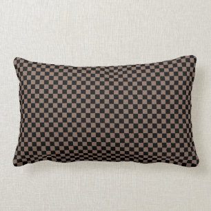 Cojín Lumbar Cuadros negros y marrones taupe