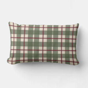Cojín Lumbar Cuadros Plaid de rayas a cuadros verde musgo campe