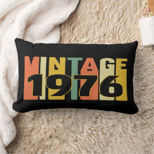 Cojín Lumbar Cubo de cumpleaños Vintage 1976