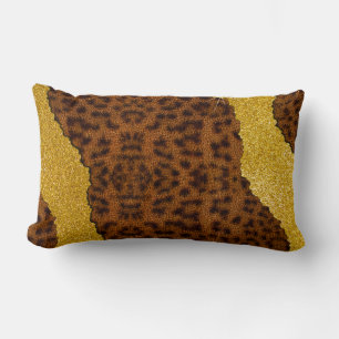 Cojín Lumbar Cuero Bonito de Jaguar con Estampado de Animal y B
