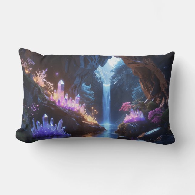 Cojín Lumbar Cueva de cristal con cascada mágica (Anverso)