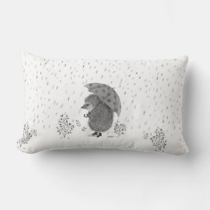 Cojín Lumbar Cuidada acuarela Hedgehog Rainy Day Whimsical