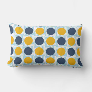 Cojín Lumbar Cuidado Quirky Whimsical Azul Amarillo Polka Punto