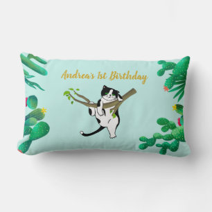 Cojín Lumbar Cumpleaños personalizado verde primer cumpleaños g