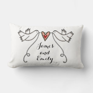 Cojín Lumbar Cushion de regalo Boda de palomas blancas personal